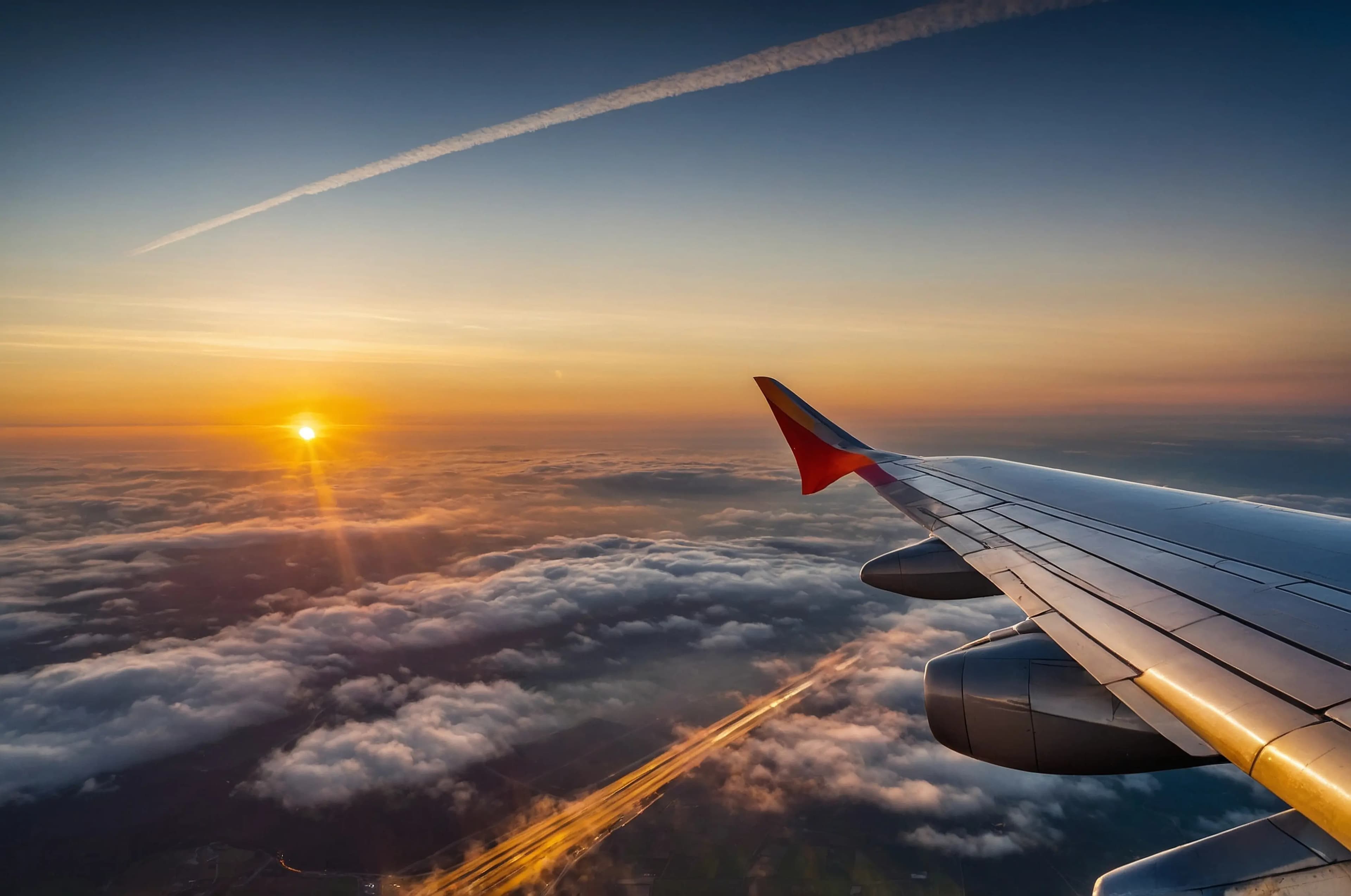 Aircraft wing above the clouds